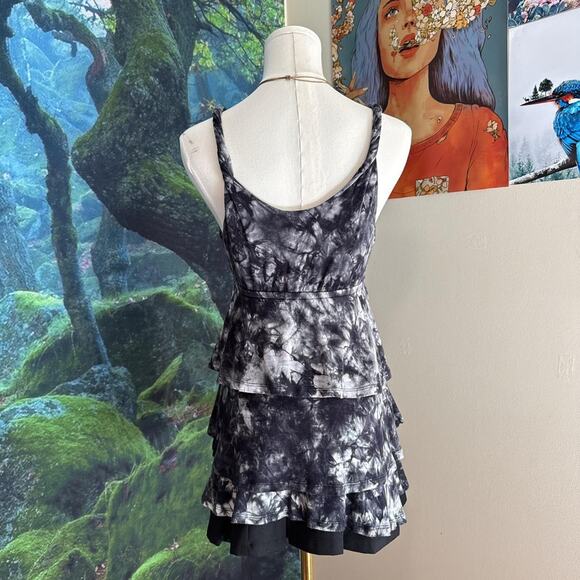 tie dye black white tiered top indie fairy y2k - Picture 4 of 6